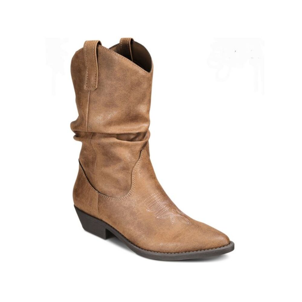 STYLE & COMPANY Womens Brown Pull Tabs Slouch Dannaa Almond Western Boot 6.5 M